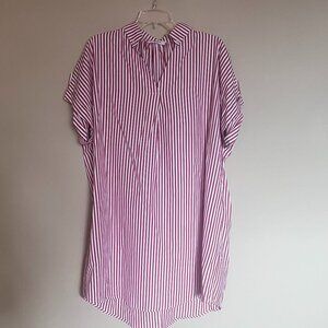 AVARA Red & White Striped V-Neck Dress Size XXL